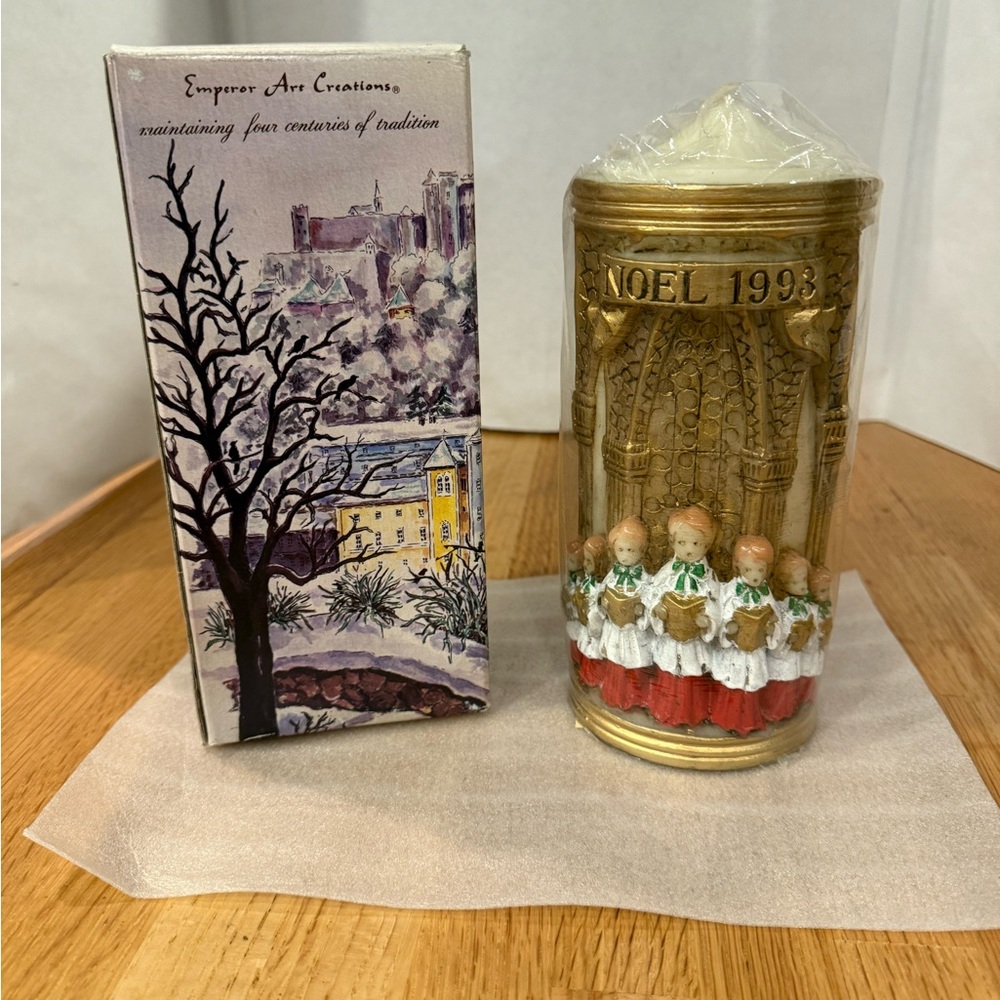 Vintage Emperor Art Creations Noel 1993 Christmas Holiday candle decor